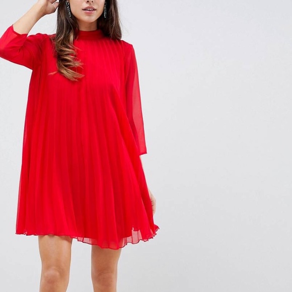 asos pleated trapeze mini dress